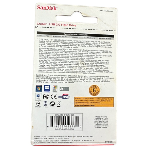 Sandisk Cruzer USB 2.0 Flash Drive -8 GB- Black&Red (NIB) - Picture 2 of 2